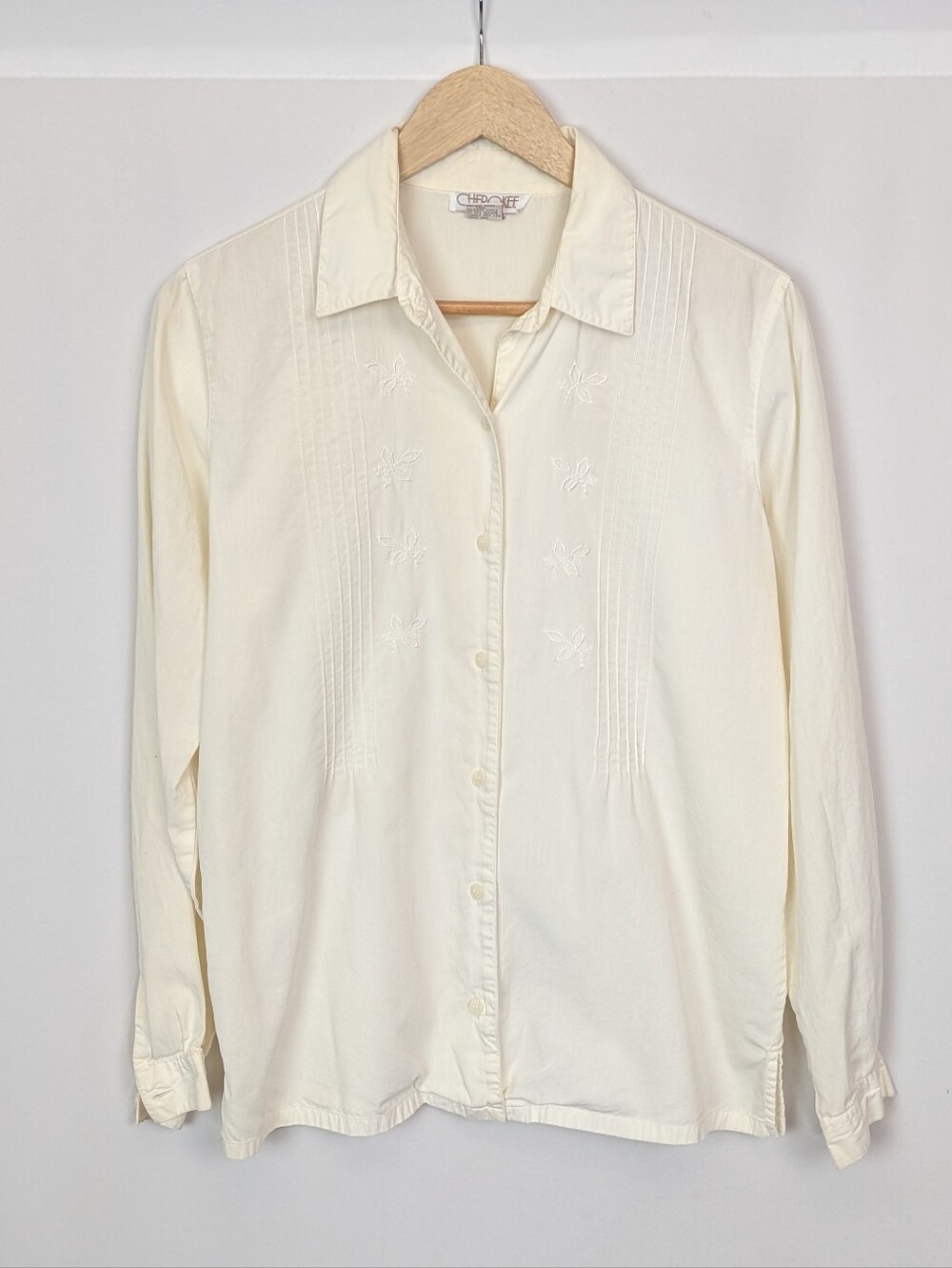 Vintage Cherokee Cotton Embroidered Button Front Blouse
